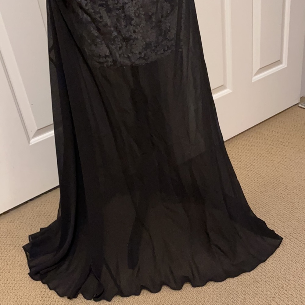Aidan Mattox One-Shoulder Mesh Overlay Gown - Picture 3 of 9